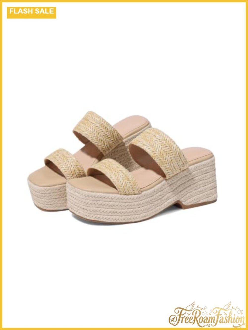 Platform Wedge Sandals Espadrille Women Raffia Summer Beach Shoes